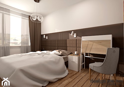 GRAZIOSO APARTAMENTY - Duża biała brązowa z biurkiem sypialnia, styl nowoczesny - zdjęcie od design me too