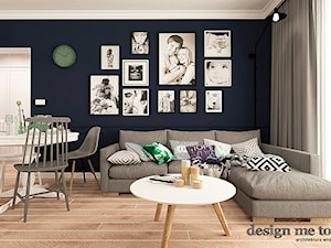 SZCZYPTA FRANCJI NA BIAŁÓŁĘCE - Mały niebieski salon z jadalnią, styl glamour - zdjęcie od design me too