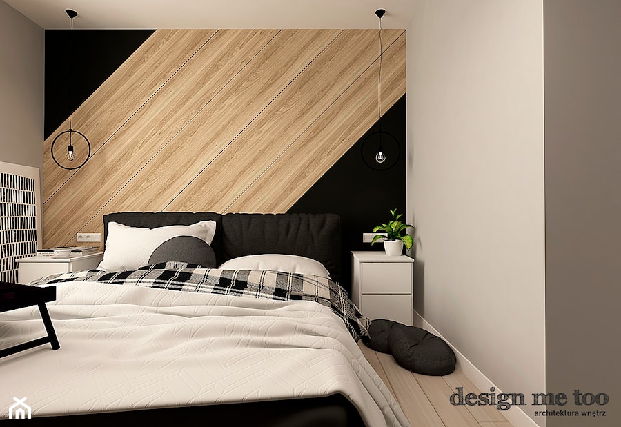 NOWOCZESNY APARTAMENT W PRUSZKOWIE - Mała czarna szara sypialnia, styl nowoczesny - zdjęcie od design me too
