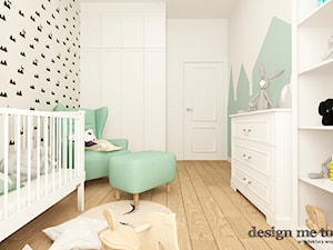 POKOJE DZIECIĘCE W STYLU SKANDYNAWSKIM - Średni biały zielony pokój dziecka dla niemowlaka dla chłopca dla dziewczynki, styl skandynawski - zdjęcie od design me too