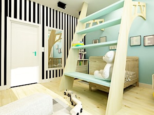 POKÓJ PAWEŁKA - Średni biały czarny miętowy z drabinkami pokój dziecka dla niemowlaka dla dziecka dla chłopca dla dziewczynki, styl nowoczesny - zdjęcie od design me too