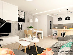 NOWOCZESNY APARTAMENT W PRUSZKOWIE - Biały szary salon z kuchnią z jadalnią, styl nowoczesny - zdjęcie od design me too