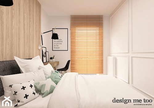 SKANDYNAWSKI URSYNÓW - Średnia biała z biurkiem sypialnia, styl nowoczesny - zdjęcie od design me too