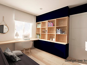 DOM W JÓZEFOSŁAWIU - Średnie w osobnym pomieszczeniu z sofą z zabudowanym biurkiem białe czarne biuro, styl nowoczesny - zdjęcie od design me too