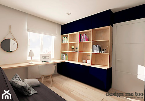DOM W JÓZEFOSŁAWIU - Średnie w osobnym pomieszczeniu z sofą z zabudowanym biurkiem białe czarne biuro, styl nowoczesny - zdjęcie od design me too