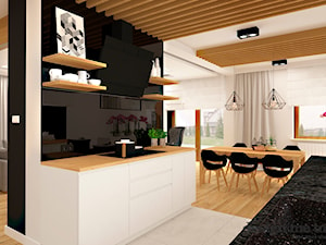 DOM W LESZNOWOLI - Średnia biała jadalnia w salonie w kuchni, styl nowoczesny - zdjęcie od design me too