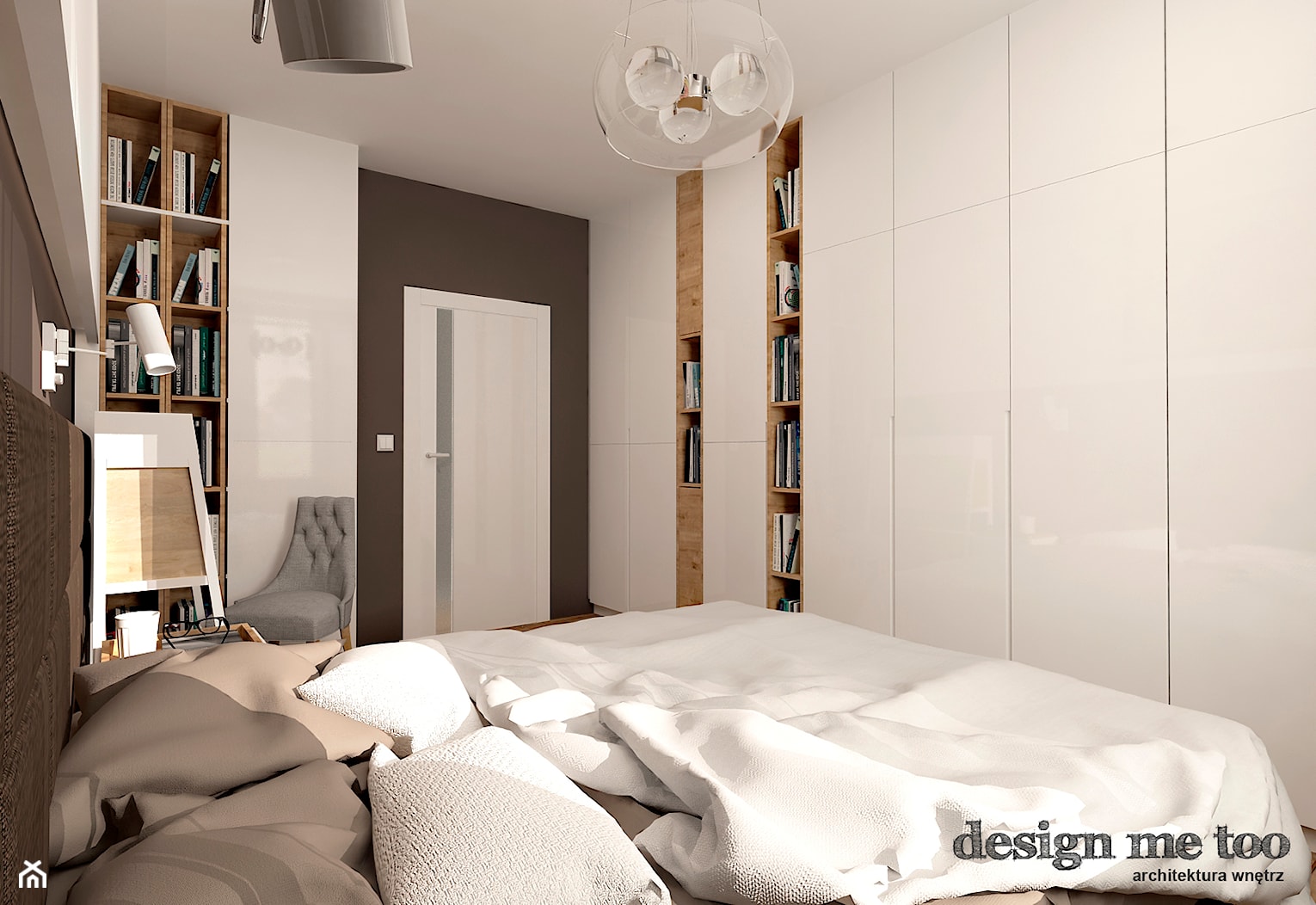 GRAZIOSO APARTAMENTY - Średnia biała szara sypialnia, styl nowoczesny - zdjęcie od design me too - Homebook