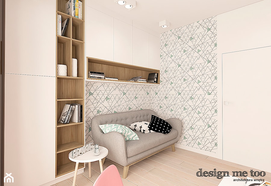 NOWOCZESNY APARTAMENT NA WILANOWIE - Małe w osobnym pomieszczeniu z sofą białe biuro, styl nowoczesny - zdjęcie od design me too