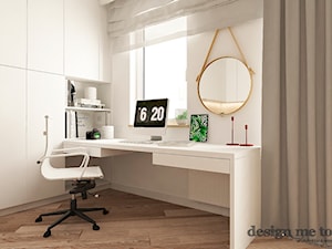 KAWALERKA NA BEMOWIE - Średnie w osobnym pomieszczeniu z zabudowanym biurkiem białe biuro, styl nowoczesny - zdjęcie od design me too