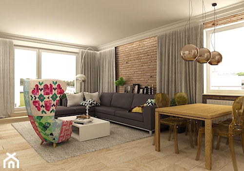 APARTAMENT NA GOCŁAWIU 120 m2 - Średni salon z jadalnią, styl nowoczesny - zdjęcie od design me too