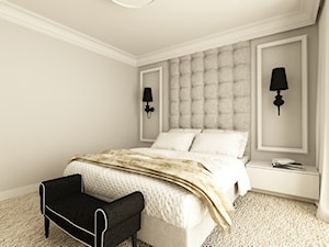 APARTAMENT NA GOCŁAWIU 120 m2 - Średnia beżowa szara sypialnia, styl tradycyjny - zdjęcie od design me too