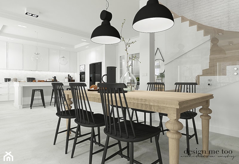 SKANOYNAWSKO - INDUSTRIALNY KLIMAT - Średnia biała jadalnia w kuchni, styl industrialny - zdjęcie od design me too