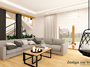 DOM W LESZNOWOLI - Duży biały czarny salon z tarasem / balkonem, styl nowoczesny - zdjęcie od design me too