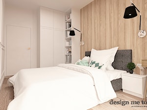 SKANDYNAWSKI URSYNÓW - Mała beżowa z biurkiem sypialnia, styl skandynawski - zdjęcie od design me too