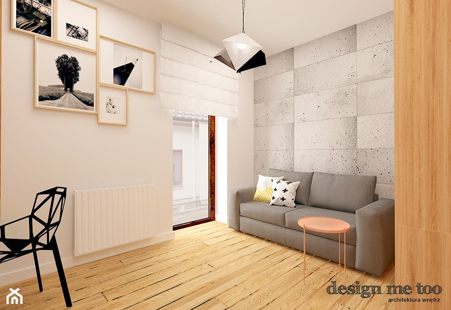 DOM W LESZNOWOLI - Średnie w osobnym pomieszczeniu z sofą białe szare biuro, styl nowoczesny - zdjęcie od design me too