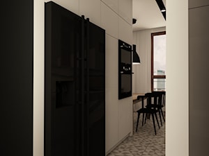 SKANDYNAWIA NA ŻOLIBORZU - Średnia otwarta biała z zabudowaną lodówką z lodówką wolnostojącą kuchnia jednorzędowa z oknem, styl skandynawski - zdjęcie od design me too