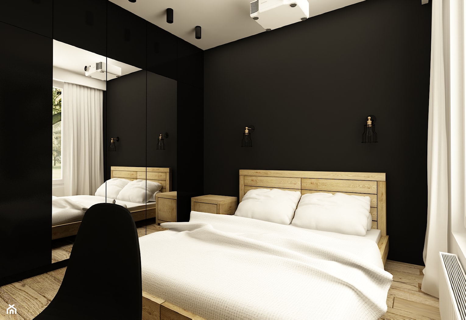 SOFT INDUSTRIAL NA BEMOWIE - Średnia czarna sypialnia, styl industrialny - zdjęcie od design me too - Homebook