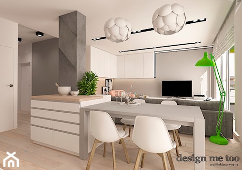 NOWOCZESNY APARTAMENT NA WILANOWIE WERSJA I - Średnia otwarta kuchnia z wyspą lub półwyspem, styl nowoczesny - zdjęcie od design me too