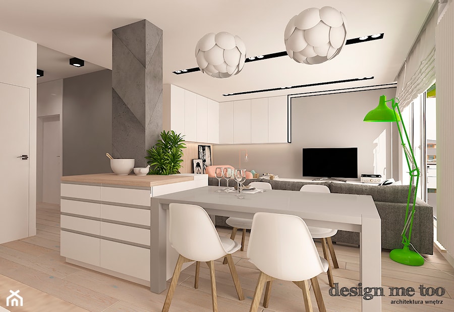 NOWOCZESNY APARTAMENT NA WILANOWIE WERSJA I - Średnia otwarta kuchnia z wyspą lub półwyspem, styl nowoczesny - zdjęcie od design me too