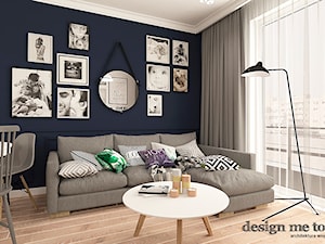 SZCZYPTA FRANCJI NA BIAŁÓŁĘCE - Mały niebieski salon z jadalnią, styl glamour - zdjęcie od design me too