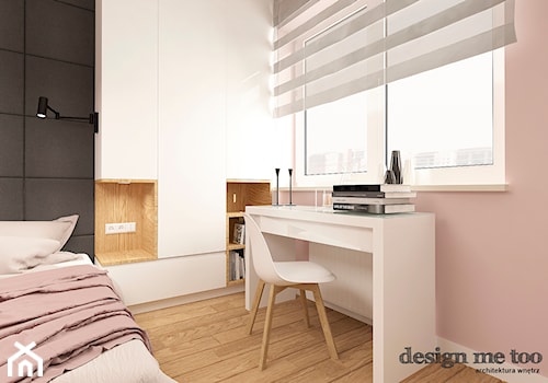 NOWOCZESNE MIESZKANIE NA MOKOTOWIE - Mała różowa z biurkiem sypialnia, styl nowoczesny - zdjęcie od design me too