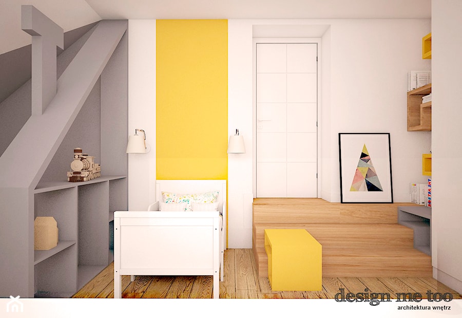 DOM W LESZNOWOLI - Średni biały szary żółty pokój dziecka dla dziecka dla chłopca, styl nowoczesny - zdjęcie od design me too