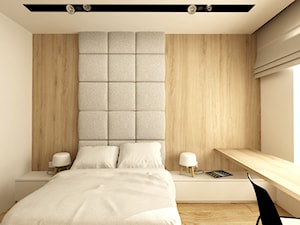 WORONICZA QBIK - Mała beżowa z biurkiem sypialnia, styl minimalistyczny - zdjęcie od design me too