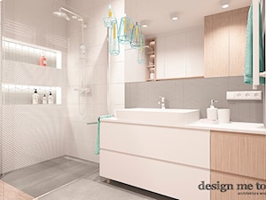 NOWOCZESNY APARTAMENT NA WILANOWIE - Średnia z dwoma umywalkami z punktowym oświetleniem łazienka, styl nowoczesny - zdjęcie od design me too