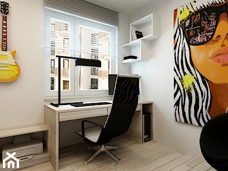 Aranżacje wnętrz - Biuro: Mieszkanie Rembertów 80 m2 - Małe szare biuro, styl nowoczesny - design me too. Przeglądaj, dodawaj i zapisuj najlepsze zdjęcia, pomysły i inspiracje designerskie. W bazie mamy już prawie milion fotografii!