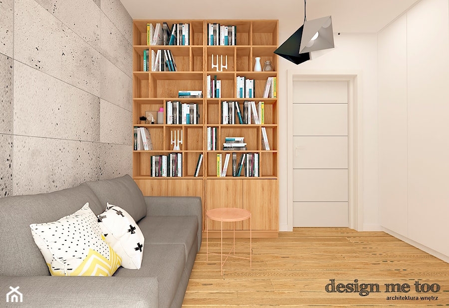 DOM W LESZNOWOLI - Średnie z sofą beżowe szare biuro, styl nowoczesny - zdjęcie od design me too