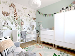 POKÓJ NIEMOWLAKA - Średni pastelowy miętowy pokój dziecka dla niemowlaka dla chłopca, styl skandyna ... - zdjęcie od design me too