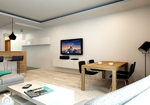 Mieszkanie Rembertów 80 m2 - Średni biały salon z kuchnią z jadalnią, styl nowoczesny - zdjęcie od design me too
