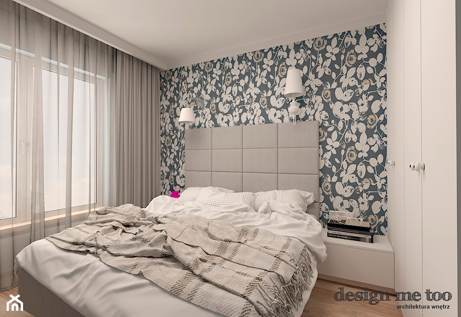 KAWAŁEK NIEBA NA WILANOWIE - Mała biała niebieska żółta sypialnia, styl tradycyjny - zdjęcie od design me too