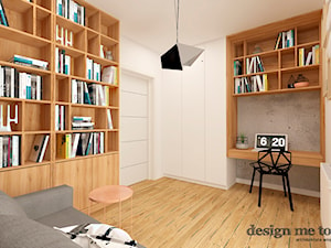 DOM W LESZNOWOLI - Duże z sofą z zabudowanym biurkiem białe biuro, styl nowoczesny - zdjęcie od design me too
