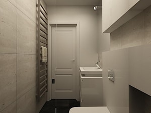 APARTAMENT NA GOCŁAWIU 120 m2 - Mała bez okna z lustrem z punktowym oświetleniem łazienka, styl minimalistyczny - zdjęcie od design me too