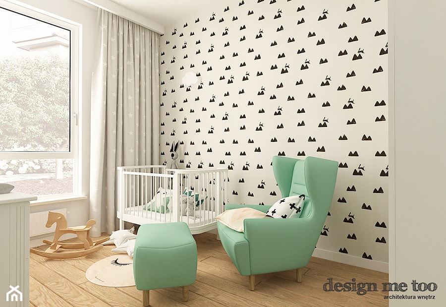 POKOJE DZIECIĘCE W STYLU SKANDYNAWSKIM - Średni szary pokój dziecka dla niemowlaka dla chłopca dla dziewczynki, styl skandynawski - zdjęcie od design me too