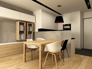 WORONICZA QBIK - Średnia biała szara jadalnia w salonie, styl minimalistyczny - zdjęcie od design me too