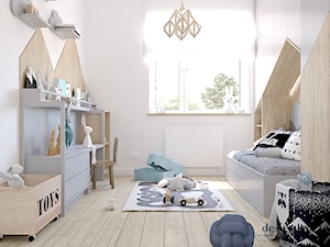 POKOIK MAŁEGO DŻENTELMENA - Średni biały szary pokój dziecka dla dziecka dla chłopca, styl skandynawski - zdjęcie od design me too