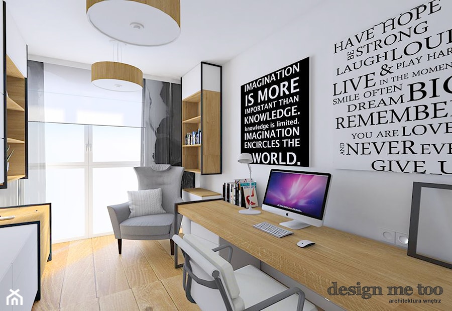 NOWOCZESNOŚĆ W SKANDYNAWSKIM STYLU NA GOCŁAWIU - Średnie w osobnym pomieszczeniu białe biuro, styl nowoczesny - zdjęcie od design me too