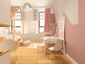 NOWOCZESNY APARTAMENT W PRUSZKOWIE WERSJA II - Średni różowy szary pokój dziecka dla dziecka dla dziewczynki, styl nowoczesny - zdjęcie od design me too