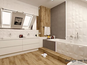 DOM W LESZNOWOLI - Duża na poddaszu jako pokój kąpielowy z punktowym oświetleniem łazienka z oknem, styl nowoczesny - zdjęcie od design me too