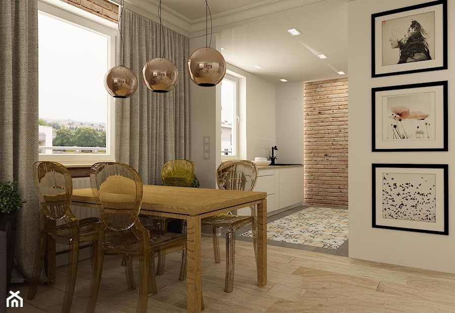 APARTAMENT NA GOCŁAWIU 120 m2 - Średnia biała jadalnia w salonie, styl nowoczesny - zdjęcie od design me too