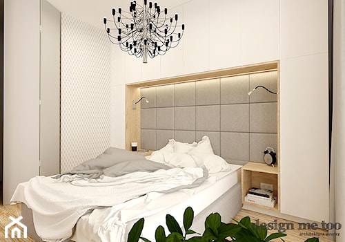 APARTAMENT W RUMI - Mała biała szara sypialnia, styl nowoczesny - zdjęcie od design me too