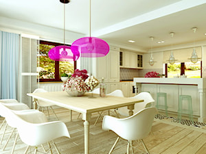 PROWANSALSKO -ANGIELSKI MIX - Średnia biała jadalnia jako osobne pomieszczenie, styl prowansalski - zdjęcie od design me too