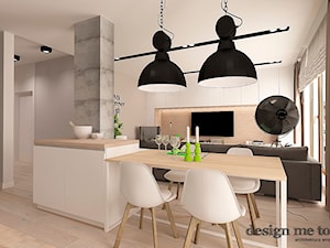 NOWOCZESNY APARTAMENT NA WILANOWIE - Mała otwarta z salonem szara kuchnia jednorzędowa z oknem, styl nowoczesny - zdjęcie od design me too