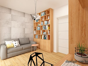 DOM W LESZNOWOLI - Średnie z sofą z zabudowanym biurkiem białe szare biuro, styl nowoczesny - zdjęcie od design me too