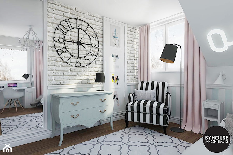 pokójOLGI - Średni biały szary pokój dziecka dla nastolatka dla dziewczynki, styl skandynawski - zdjęcie od BYHOUSE ARCHITECTS