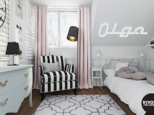 pokójOLGI - Średni biały niebieski pokój dziecka dla nastolatka dla dziewczynki, styl skandynawski - zdjęcie od BYHOUSE ARCHITECTS