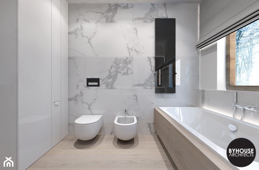 miniMALIZM - Średnia łazienka z oknem, styl nowoczesny - zdjęcie od BYHOUSE ARCHITECTS