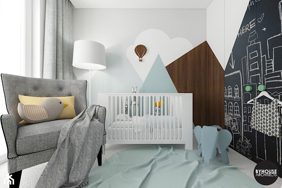 scandiBABYroom - Mały szary pokój dziecka dla niemowlaka dla chłopca dla dziewczynki, styl skandynawski - zdjęcie od BYHOUSE ARCHITECTS